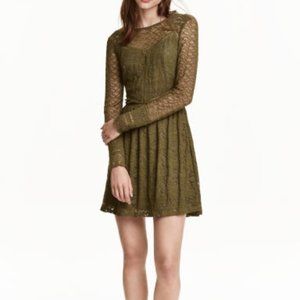H&M Olive Green Lace Dress Never worn!